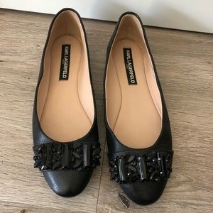 Black ballerina flats by Karl Lagerfeld Paris